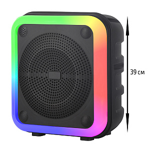 Колонка NDR-W0012, Bluetooth, 39см, дин.1шт/20", 20Вт, пульт, микрофон, подсветка, черная