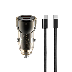 АЗУ CC60, 60Вт, USB/Type-C, поддержка QC+PD, + кабель Type-C, черное (-)