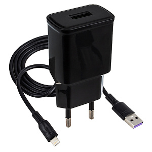СЗУ L092D, 18Вт, USB, поддержка QC, + кабель Lightning, черное (-)