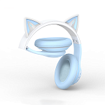 Наушники BE38, Bluetooth v5.3, кошачьи уши, голубые (-)