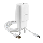 CЗУ WALKER 2в1 WH-21, 2.1А, 10,5Вт, USB, + кабель Micro, белое