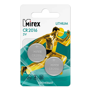Батарейка MIREX литиевая CR2016-E2 (Дисковая 3V, 2/80/480), блистер