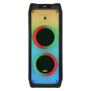 Колонка NDR-1610, Bluetooth, 87см , 40Вт, пульт, 2 беспр. микрофона, подсветка, черная (мятая упак)