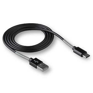 Кабель USB "WALKER" C720, 2.4А, Type-C, поддержка QC, с пружиной, черный