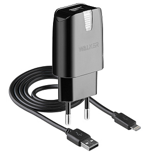 CЗУ WALKER 2в1 WH-11, 1А, 5Вт, USB, + кабель Lightning, черное