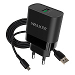 CЗУ WALKER 2в1 WH-35, 3А, 15Вт, USB, поддержка QC, + кабель Micro, черное