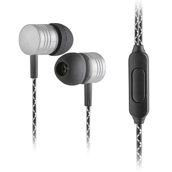 Наушники WALKER H320, микрофон, кнопка ответа, серебряные