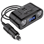 Разветвитель прикуривателя WALKER WSC-45, 120Вт, 2 разъема, 2хUSB(2А), 2хType-C, (уценка)