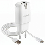 СЗУ WALKER  WH-21, 2в1, 2.1А, 10,5Вт, USB + кабель для Lightning, белое