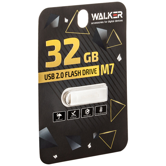 Флеш-накопитель  32 Gb, "WALKER" M7 25-10 Мб/с металл