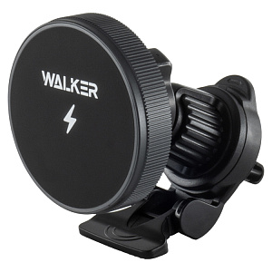 Автодержатель WALKER CX-055 магнитный на воздуховод, с беспроводным ЗУ, черный