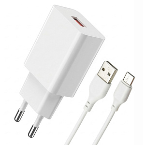 СЗУ L127, 18Вт, USB, поддержка QC, + кабель Type-C, белое