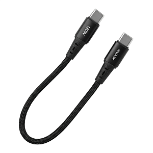 Кабель USB "WALKER" C073, (0,2 метра), 120Вт, нейлон, Type-C-Type-С, в пакете, черный