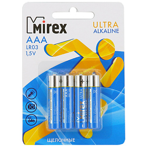 Батарейка MIREX алкалиновая LR03-E4 (ААА, 4/48/960), блистер