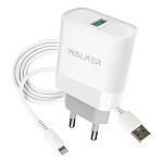 CЗУ WALKER 2в1 WH-35, 3А, 15Вт, USB, поддержка QC, + кабель Lightning, белое