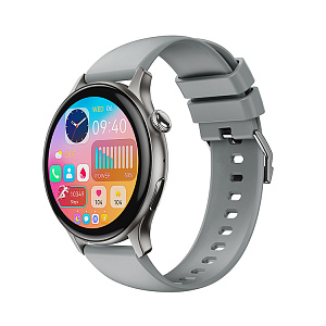 Смарт-часы J06, диаг 1,43', IP68, 260 mAh, звонки, уведомления, серебряные (-)