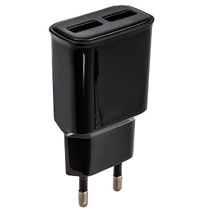 СЗУ L092C, 12Вт, 2.4А, USBx2, + кабель для Lightning, черное (-)