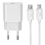 СЗУ L167, 25Вт, Type-C, PD, + кабель для Lightning, белое (мятая упак)
