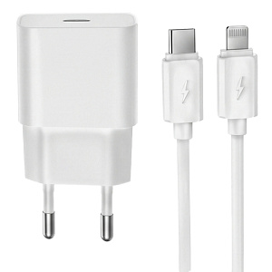 СЗУ L167, 25Вт, Type-C, PD, + кабель для Lightning, белое (мятая упак)