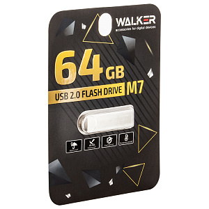 Флеш-накопитель  64 Gb, "WALKER" M7 25-10 Мб/с металл