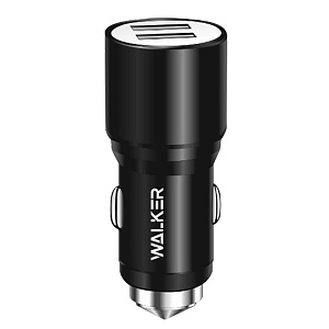 АЗУ WALKER WCR-21, 2.4А, 12Вт, USBx2, черное, (уценка)