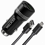 АЗУ WALKER  WCR-21, 2в1, 2.4А, 12Вт, USBx2, + кабель Micro, черное