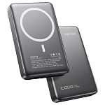 Power Bank Walker WB-715, для Magsafe, 10000 mAh, Li-Pol, 20W, PD+Qi, металл, cерый