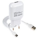 СЗУ L037, 10,5Вт, 2.1A, USB, + кабель Type-C, белое, (мят упак)
