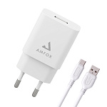 СЗУ AMFOX AH-45, 2.1A, 10,5Вт, USB, + кабель Type-C, белое