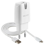CЗУ WALKER 2в1 WH-21, 2.1А, 10,5Вт, USB, + кабель Lightning, белое