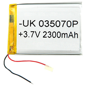 АКБ универсальная с проводками, 3,0x50x70 мм (2300 mAh)