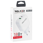 СЗУ WALKER  WH-37, 3А, 18Вт, USB/Type-C, поддержка QC+PD, белое