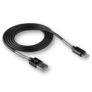 Кабель USB "WALKER" C720, 2.4А, Lightning, поддержка QC, с пружиной, черный