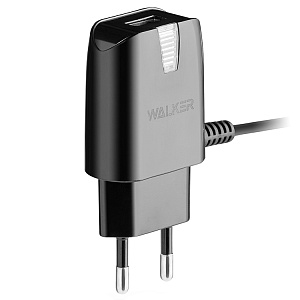 СЗУ WALKER  WH-12, 1А, 5Вт, USBx1, блочок, встроенный кабель Micro, черное
