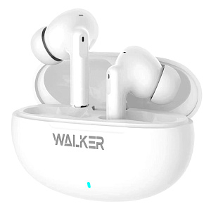 Наушники WALKER WTS-60, шумопод. ENC, независ. работа наушников, белые