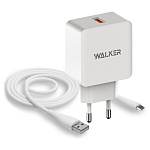 CЗУ WALKER 2в1 WH-25, 3А, 18Вт, USB, поддержка QC, + кабель Micro, белое