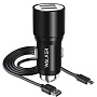 АЗУ WALKER  WCR-21, 2в1, 2.4А, 12Вт, USBx2, + кабель Micro, черное