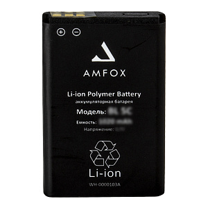 АКБ EURO AMFOX для Nokia (BL-5C) 100/105/1208/1600/1650/2300/3120/6670 (1020mAh) тех.пак