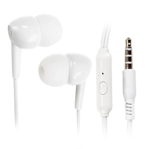 Наушники EP37, микрофон, кнопка ответа, белые (-)