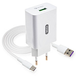 СЗУ L036, 18Вт, USB, поддержка QC, + кабель Type-C, белое (-)