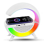 Колонка JQS1220, Bluetooth, 24см, дин.1шт/2", 10Вт, подсветка, беспр. зарядка, белая