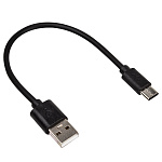 Кабель USB "WALKER" C055, (0,2 метра), Type-C, в пакете, черный