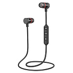 Наушники Bluetooth AMFOX AM-7 с магнитами, черные (мятая упак)