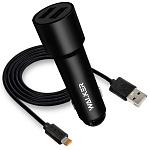 АЗУ WALKER  WCR-22, 2в1, 2.4А, 12Вт, USBx2 + кабель для Lightning, длинный корпус, черное