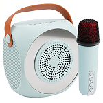 Караоке-система F42, Bluetooth, 5Вт*1, подсветка, микрофон, голубая (-)