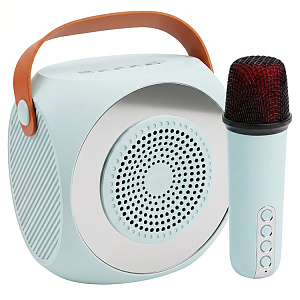 Караоке-система F42, Bluetooth, 5Вт*1, подсветка, микрофон, голубая (-)
