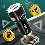 АЗУ WALKER  WCR-21, 2.4А, 12Вт, USBx2, черное