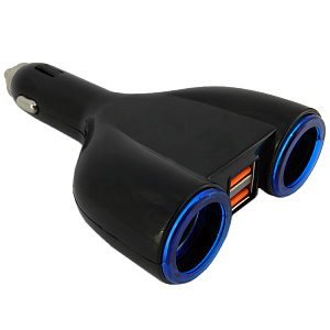 Разветвитель в авто на 2 устройства ZX-512 + 2 USB 1000 mAh, (мятая упак)