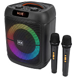Колонка NDR-1745,Bluetooth,37см,дин.2шт/6,5",20Вт,пульт, микрофон,беспр.микрофон,подсветка,черная