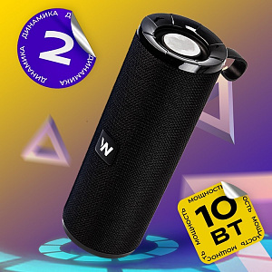 Колонка WALKER WSP-110, Bluetooth, 5Вт*2, стереопара TWS, черная